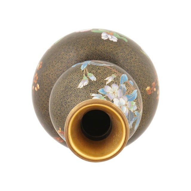 Metal Vintage Chinese Cloisonne Enamel Double Gourd Vase For Sale - Image 7 of 8