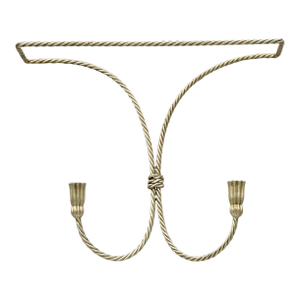 Mid 20th Century Italian Hollywood Regency Silver Gilt Iron Wall Mount Rope Tassel Towel Holder