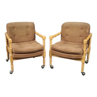 Mid Century Bamboo Club Chairs/Pair For Sale