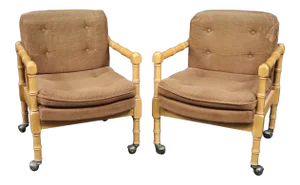 Mid Century Bamboo Club Chairs/Pair