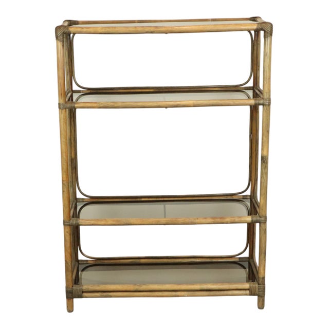 Vintage Boho Shelf Bookcase Bamboo and Smoked Glass, 1960s For Sale - Image 12 of 18