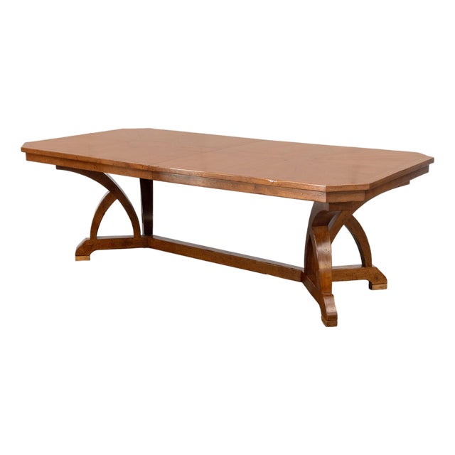 Modern Walnut Octagonal Extending Dining Table For Sale