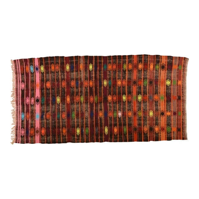 Vintage Turkish Anatolian Hand Knotted Organic Wool Fine Weave Kilim,5'4"x10'6" For Sale