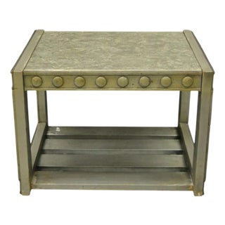 Vintage Mid Century Modern James Mont Style Silver Brutalist Side End Table For Sale
