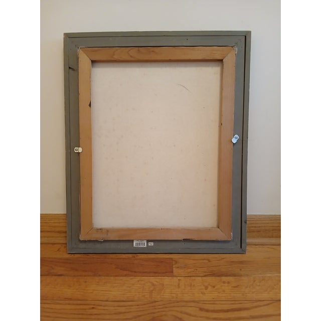 This oil painting bursts with vibrant greens and golden yellows in the foliage, soft sky blues above, touches of pink and...