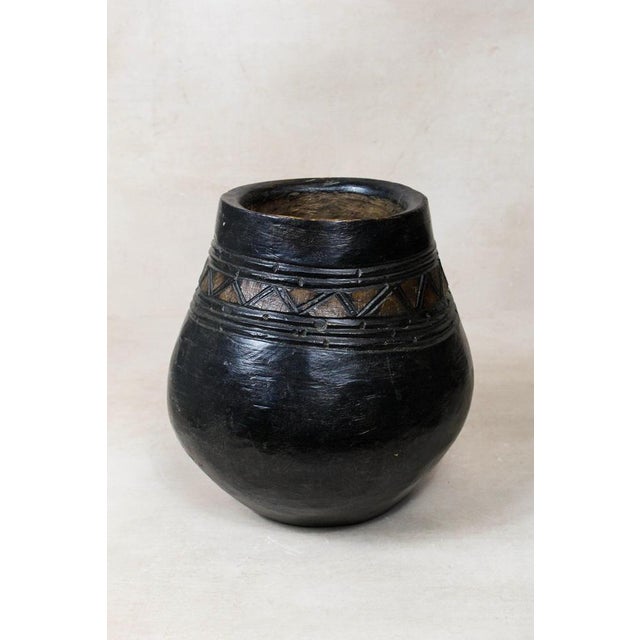 Contemporary Hand-Carved Lozi Wood Pot For Sale - Image 3 of 5