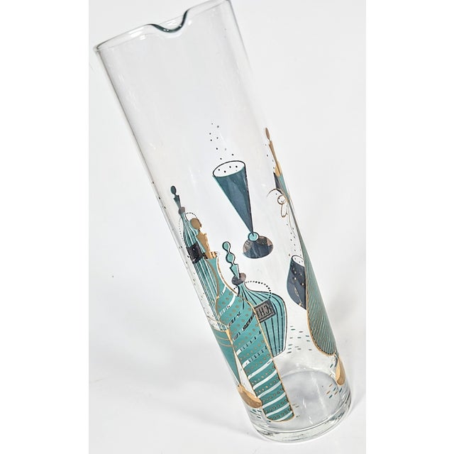 Mid-Century Teal and Gold Cocktail Pitcher For Sale - Image 13 of 14