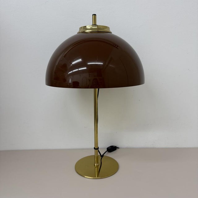 Vintage Mushroom Table Lamp with Gold Metal Base, 1970s For Sale - Image 9 of 18