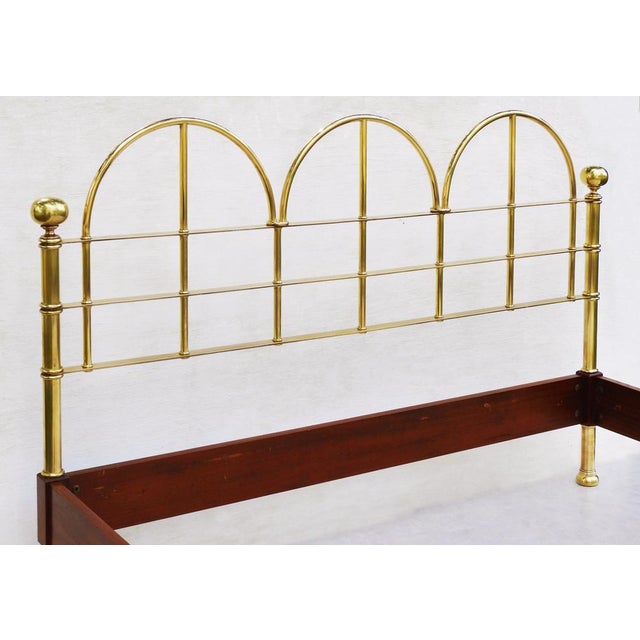 Vintage Italian Brass and Wood Bed, 1980 For Sale - Image 4 of 8