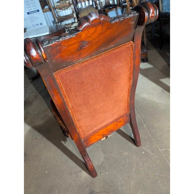 Ornate Victorian Renaissance Revival Carved Mahogany Chair – Claw Feet & Rich Velvet Upholstery This stunning single...