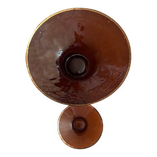 Vintage Modern Wedgwood Topaz / Amber Glass Fruit Bowls For Sale