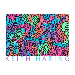 1990s After Keith Haring - Untitled (Pastel People) Vintage Fine Art Print Offset Lithography Poster 90s