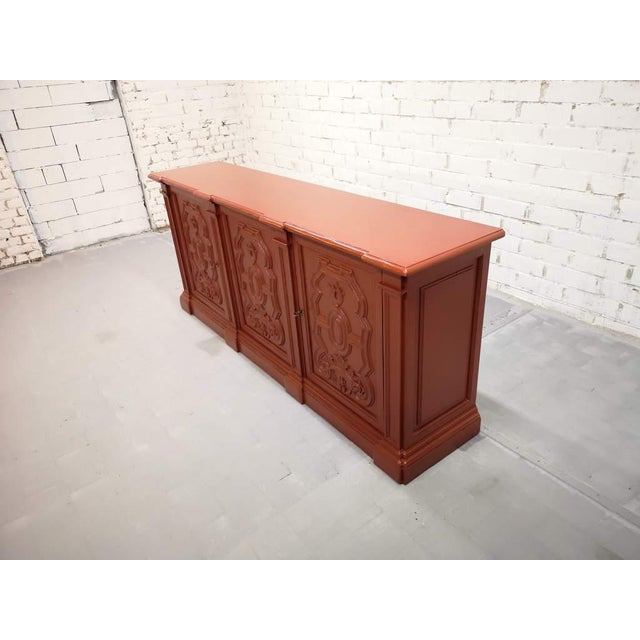 Early 20th C. French Brick Red Country Sideboard Kitchen Buffet Shabby