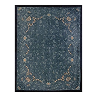 Room Size Blue Damask Chinese Knotted 1890s Antique Wool Rectangle Peking Rug For Sale