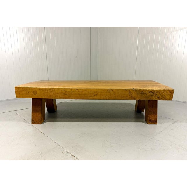 1960s Rustic Sturdy Hardwood Coffee Table, 1960s For Sale - Image 5 of 18