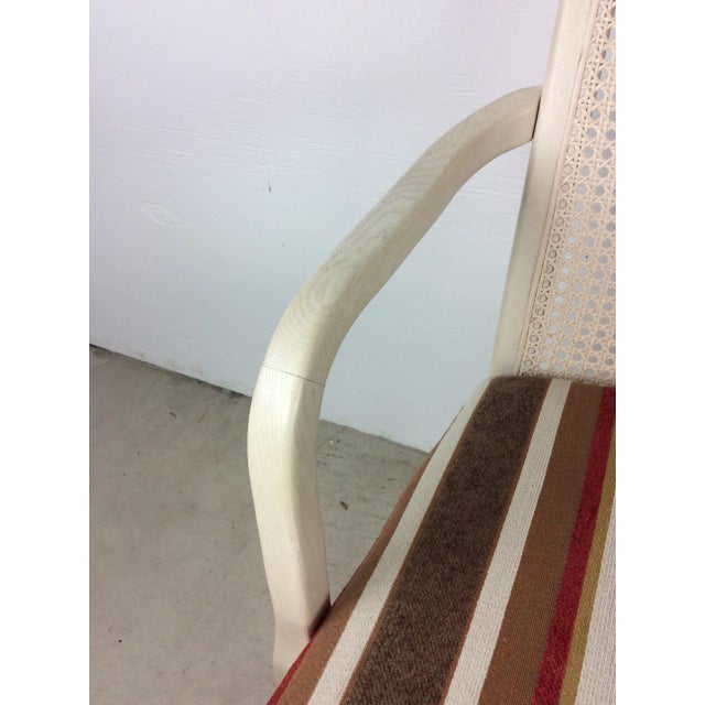 1970s Pair of White Hollywood Regency Style Cane Back Arm Chairs For Sale - Image 5 of 13