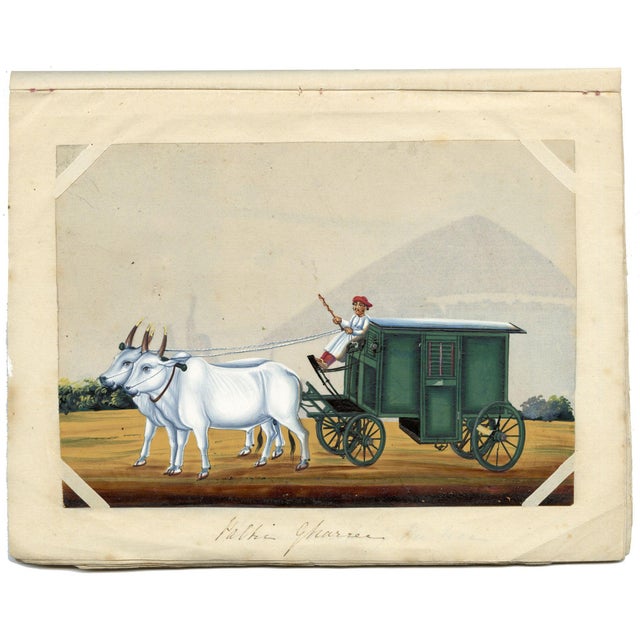 Paper Indian Company School, Palki Gharry, 1800s, Gouache on Paper For Sale - Image 7 of 9