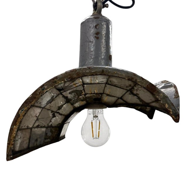 Vintage Industrial Mirrored Pendant Light by Esla, 1920s For Sale - Image 9 of 17