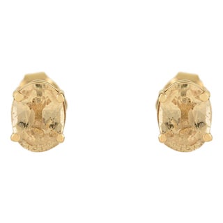 Minimalist Soliatire Yellow Sapphire Everyday Stud Earrings for Her In14k Yellow Gold- A Pair For Sale