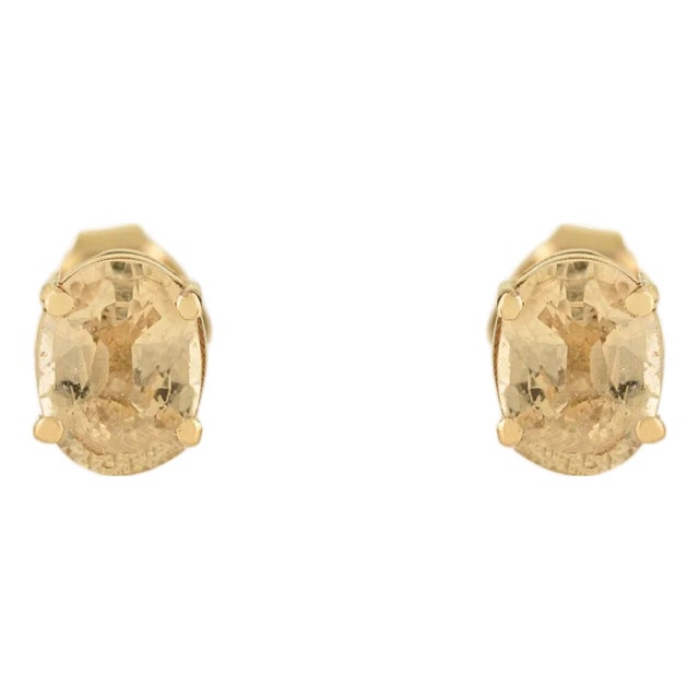 Minimalist Soliatire Yellow Sapphire Everyday Stud Earrings for Her In14k Yellow Gold- A Pair For Sale