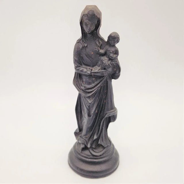 Art Nouveau Virgin Mary with Child in Cast Iron, 1890s For Sale - Image 5 of 6