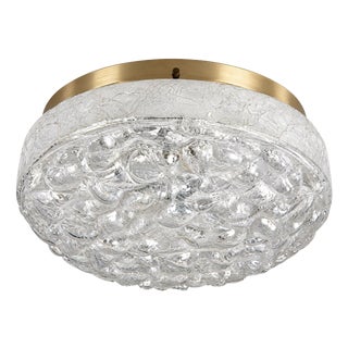 Space Age Ceiling Lamp in Ice Glass from Doria Leuchten, Germany, 1970s For Sale