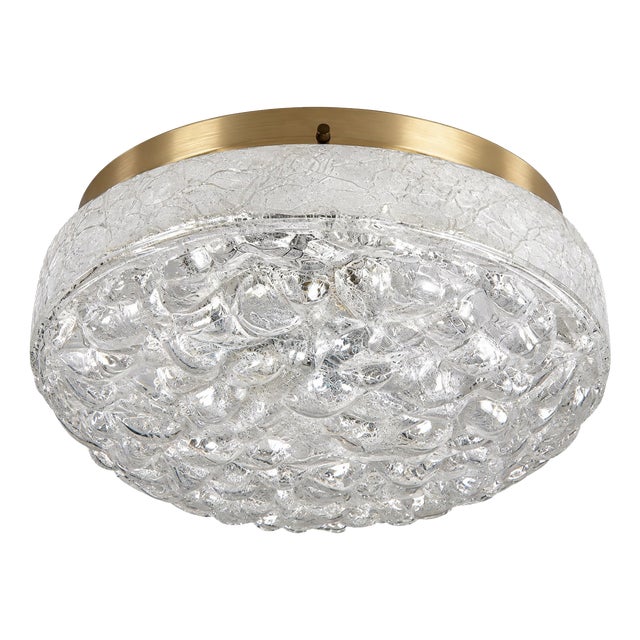 Space Age Ceiling Lamp in Ice Glass from Doria Leuchten, Germany, 1970s For Sale
