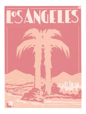 Pink Palm Hollywood Deco Inspired Los Angeles Unframed Print