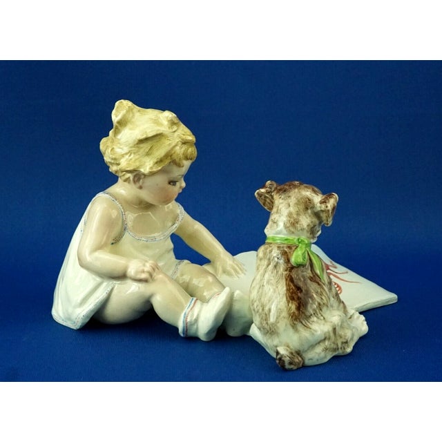 Little Girl and Dog Figure by Arturo Pannunzio, Italy, 1890s-1910s For Sale - Image 4 of 18
