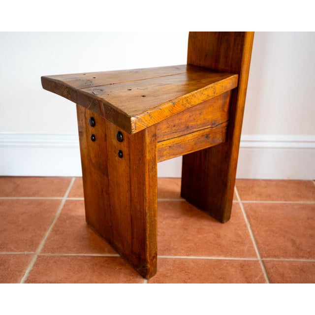 Mid-Century Tall Brutalist Artisan Accent Chair in Wood, 1970s For Sale - Image 14 of 18