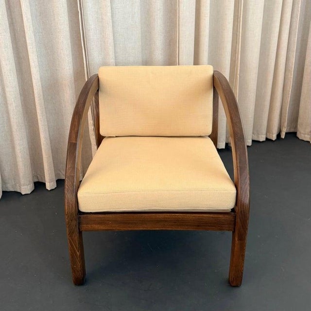 Mid-Century Modern 1930s Art Deco "D" Oak Armchair by Modernage Furniture After Paul Frankl For Sale - Image 3 of 9