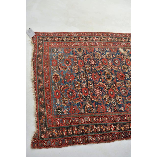 Textile 1930s Navy & Sky Blue Two-Toned Rug, 3.5 x 4.11 For Sale - Image 7 of 11