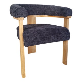Chair in Wood and Boucle Fabric, 2010s For Sale