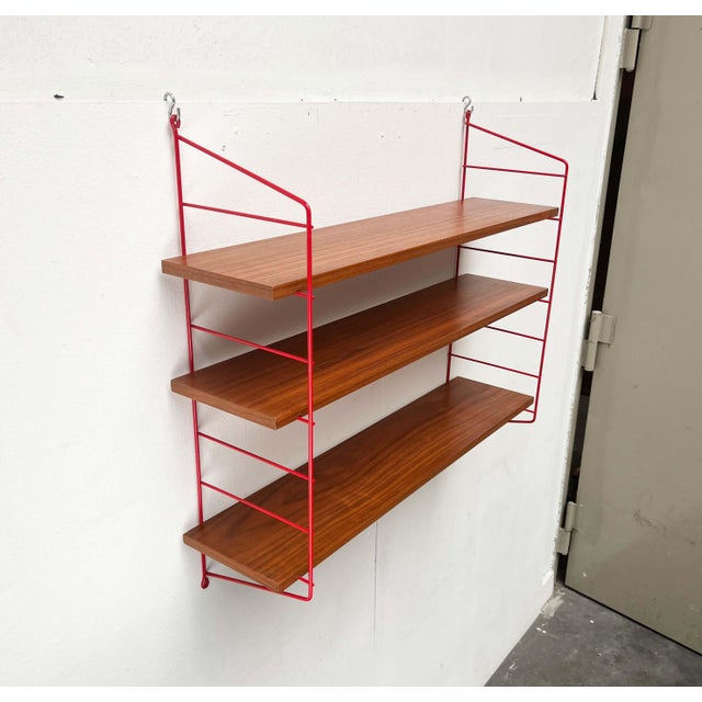 Mid-Century Modern Red String Style Teak Shelf, 1960s For Sale - Image 13 of 18