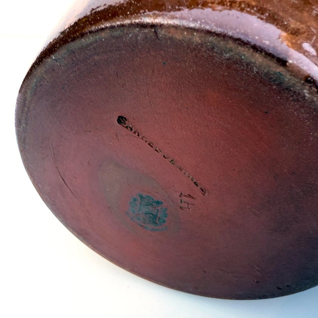 Brown Antique Sarreguemines One-Handled Pitcher — Brown Glaze, White Interior — Pre-Wwi For Sale - Image 8 of 9