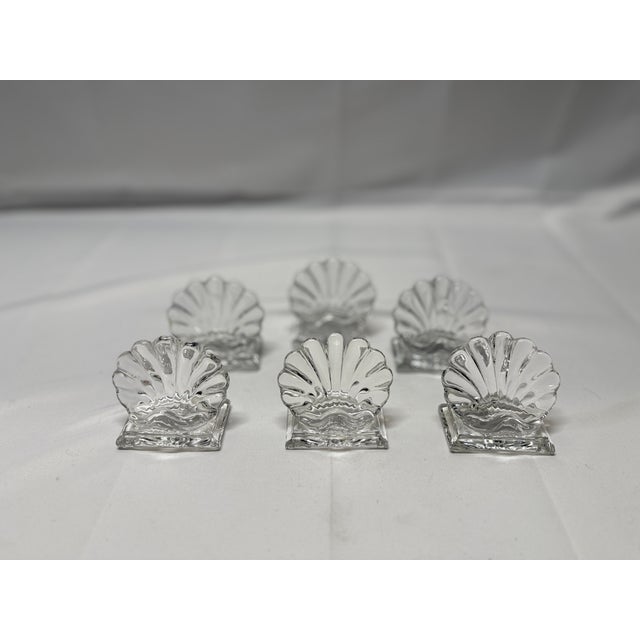 Modern Set of 6, Baccarat "Bambous" Shell Form Crystal Place Card Holders For Sale - Image 3 of 6