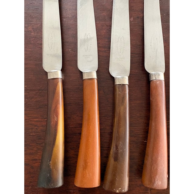 Art Deco Vintage Bakelite Flatware Set, Sheffield, England Stainless Steel For Sale - Image 3 of 4