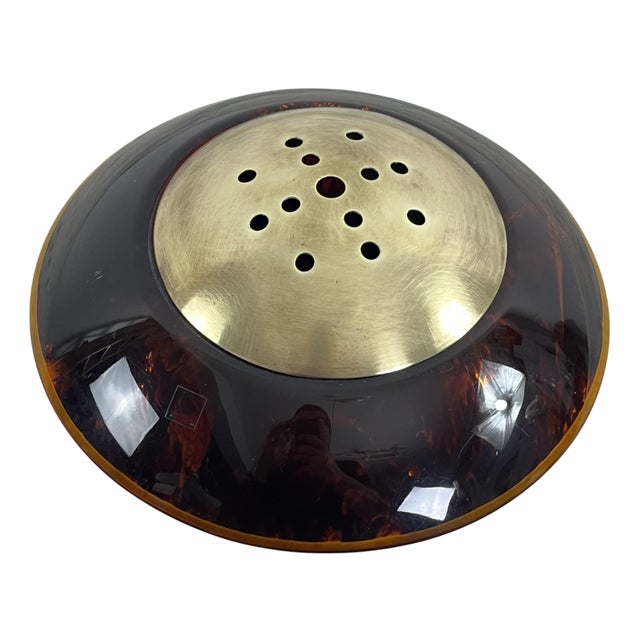 Low Brass and Acrylic Glass Flower Vase from Team Guzzini, 1970s For Sale