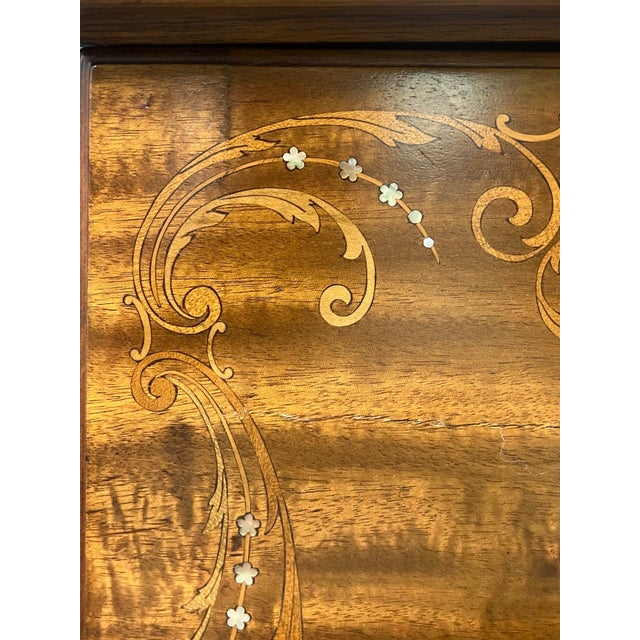 Shell Antique Inlaid French Ladies Writing Desk For Sale - Image 7 of 12