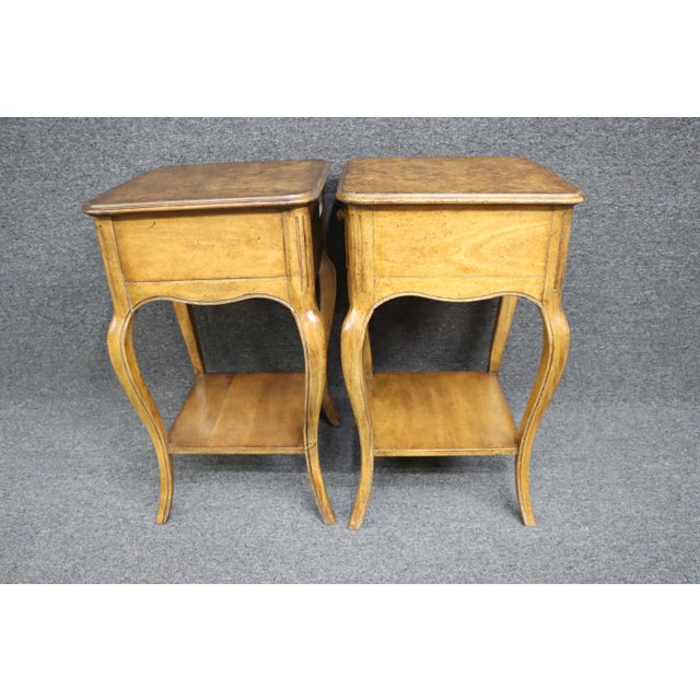 Stanley Furniture Cherry & Burlwood Top Nightstands/Pair For Sale - Image 10 of 11