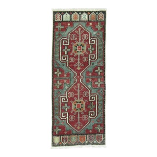 Green Vintage Anatolian Turkish Rug - 1'5" x 3'5" For Sale
