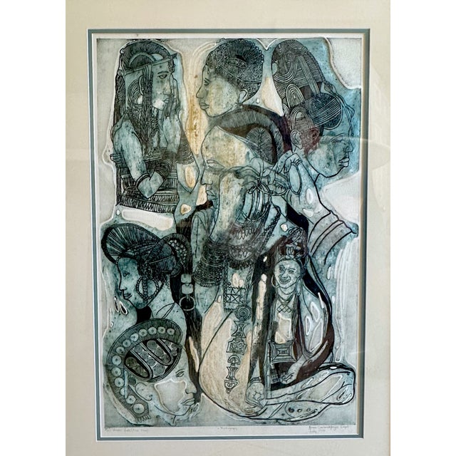 Bruce Onobrakpeya, Nigerian (1932) Titled: Ubiebi Fude (Blue Base), Lagos, Executed in 1988 Edition 5/45 Plastograph Deep...