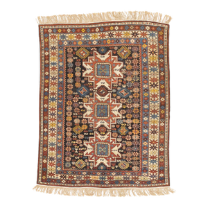 Antique Caucasian Lezgi Rug 3'10" X 4’11"