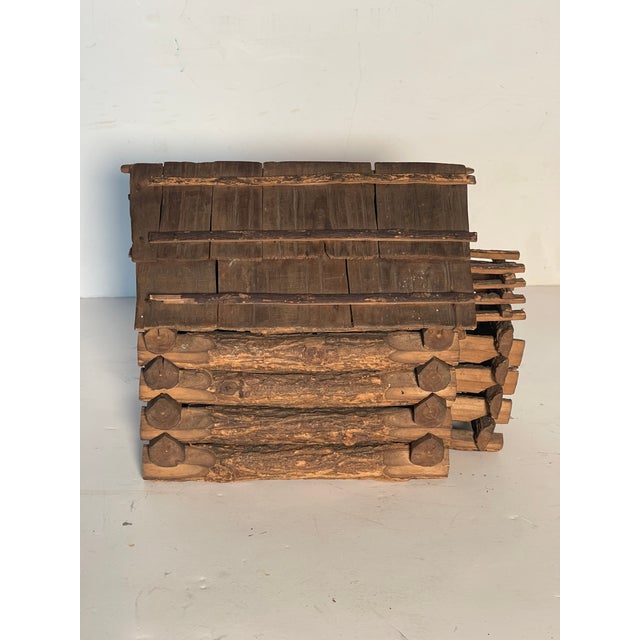 1900 - 1909 Antique American Folk Art Dollhouse Log Cabin For Sale - Image 5 of 7