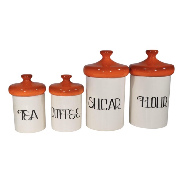1970s Set of Four Mod Kitchen Canisters by Holiday Designs For Sale