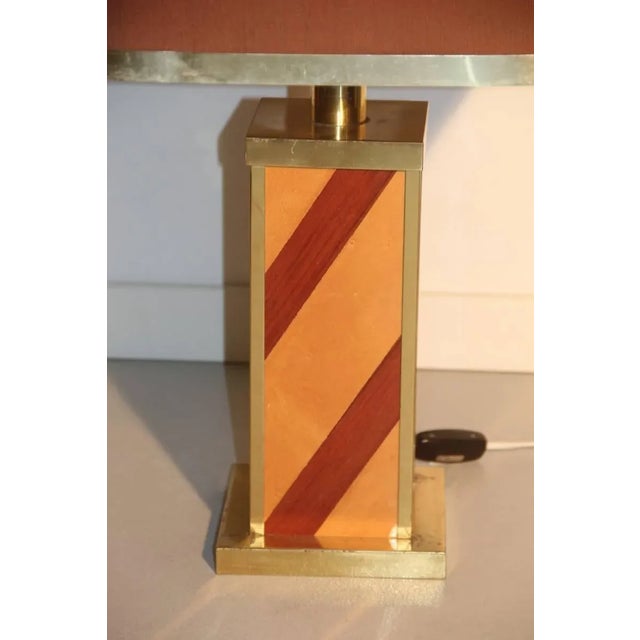 Vintage Wood & Brass Table Lamp, 1970s For Sale - Image 3 of 7