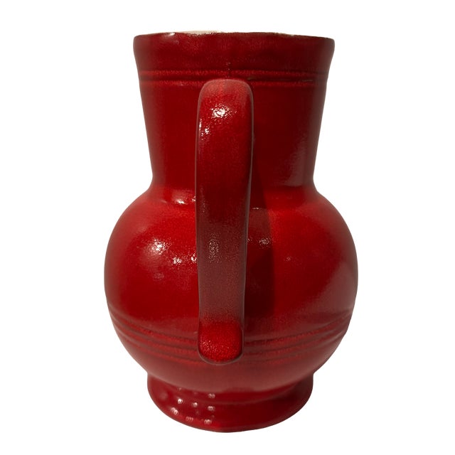 1990s Vintage Modern Émile Henry France Red Glazed Ceramic Pitcher For Sale - Image 5 of 13