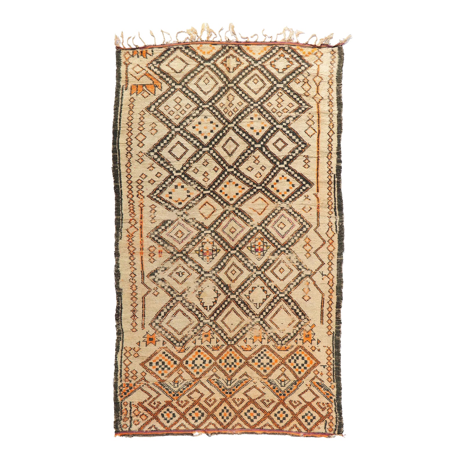 Mid 20th Century Vintage Moroccan Beni Ourain Rug - 06'02 X 10'02 ...