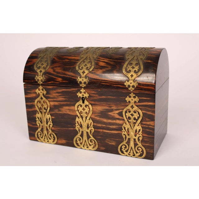 1900 - 1909 Antique Brass Mounted Calamander Wood Box For Sale - Image 5 of 9