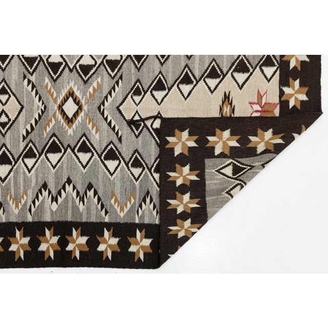 Native American Contemporary Hand-Knotted Navajo Style Wool Rug With Geometric Star Border For Sale - Image 3 of 10